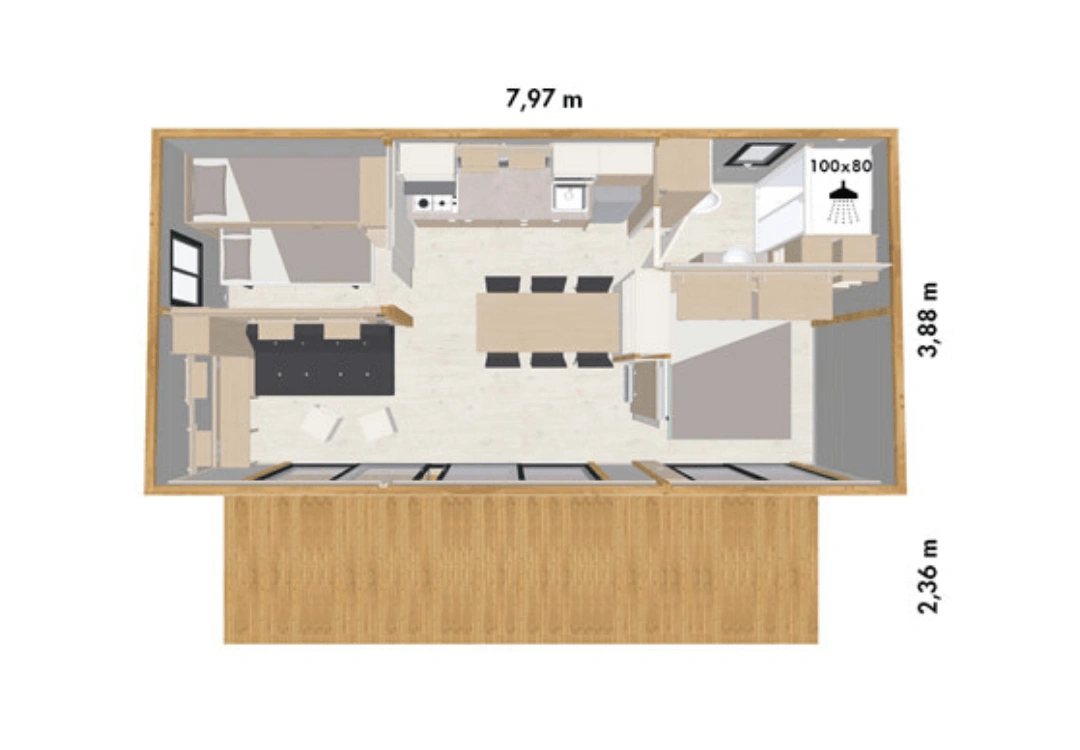 plan 3d Chalet en Bois maroc par chaletbois.ma3